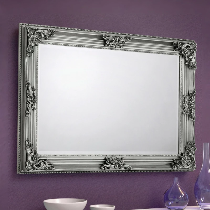 Julian Bowen Rococo Pewter Wall Mirror - Elegant and Ornate Design for Sophisticated Interiors