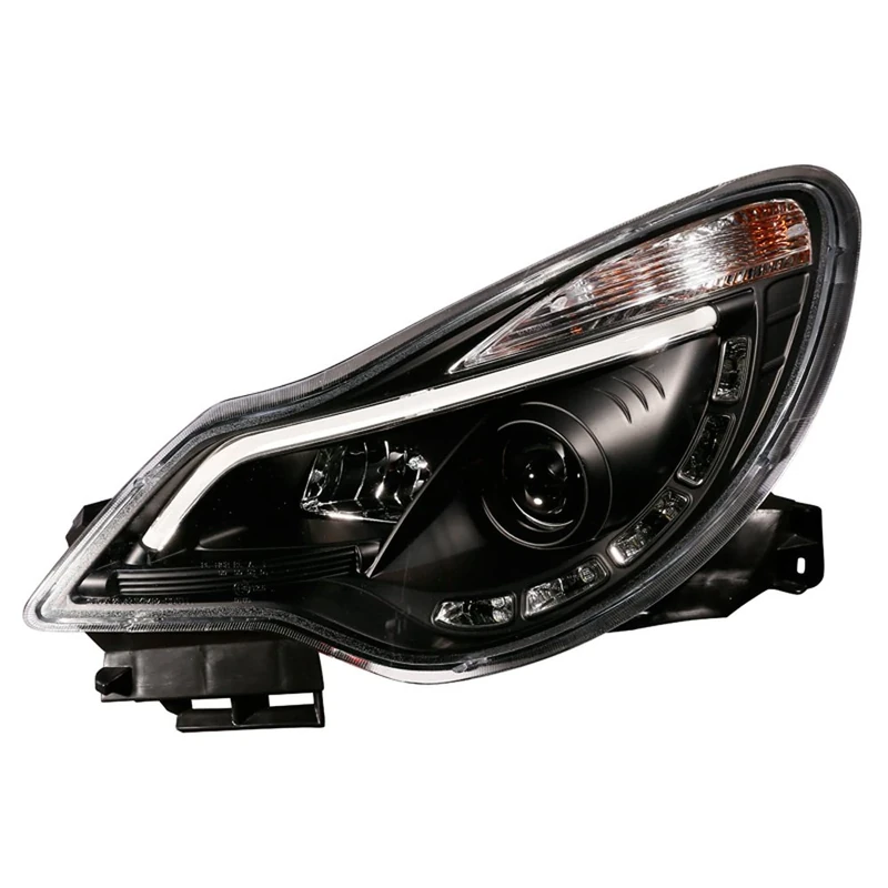 AutoStyle Set Headlights incl. DRL 'Light-Bar' compatible with Opel Corsa D 2011-2014 - Black - excl. OPC
