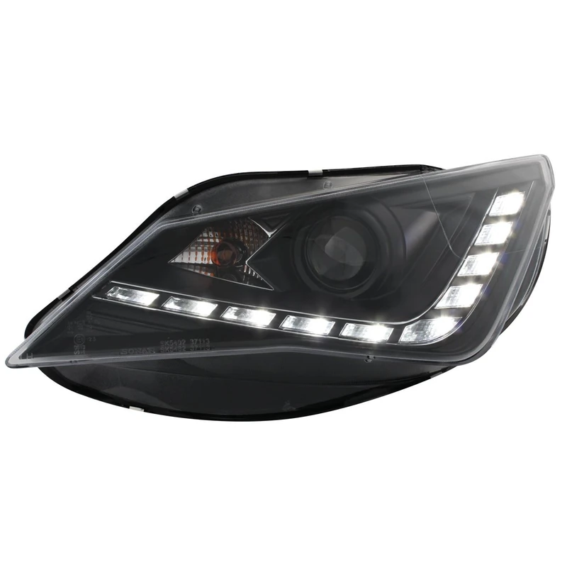 AutoStyle Set Headlights incl. DRL compatible with Seat Ibiza 6J 3/5-doors 2013- - Black