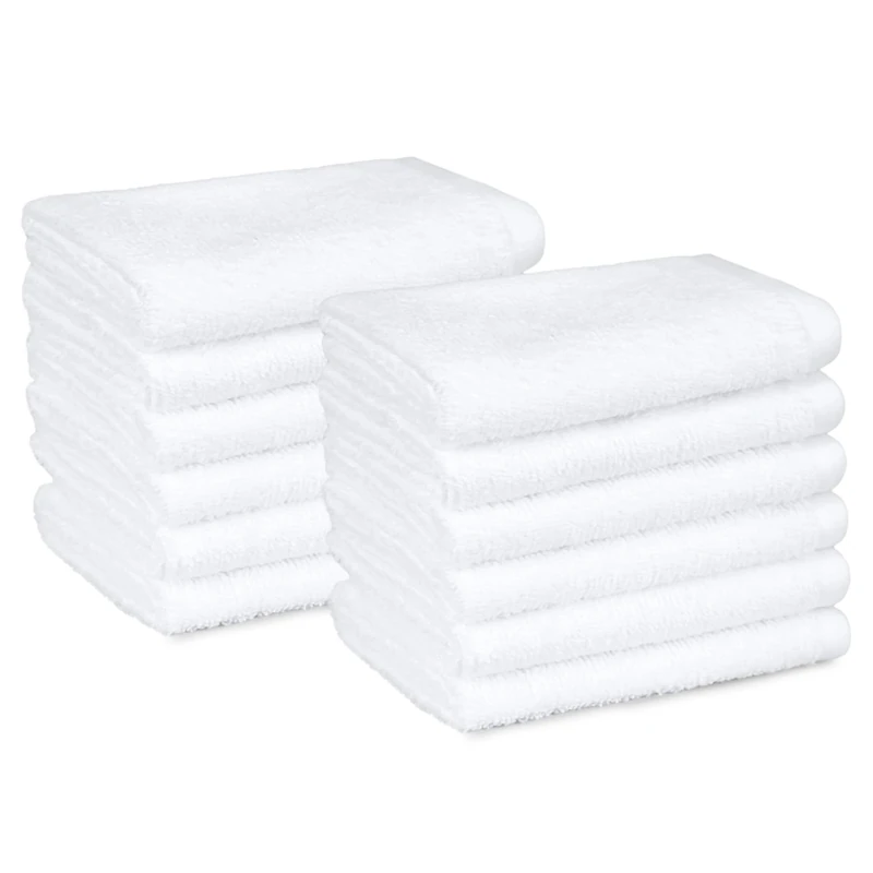 Amazon Basics 100% Cotton Face Towel Set - 12 Pack White