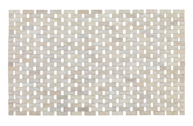 WENKO 22106100 Bathroom mat Bamboo White - anti-slip underside, Bamboo, 50 x 80 cm, White