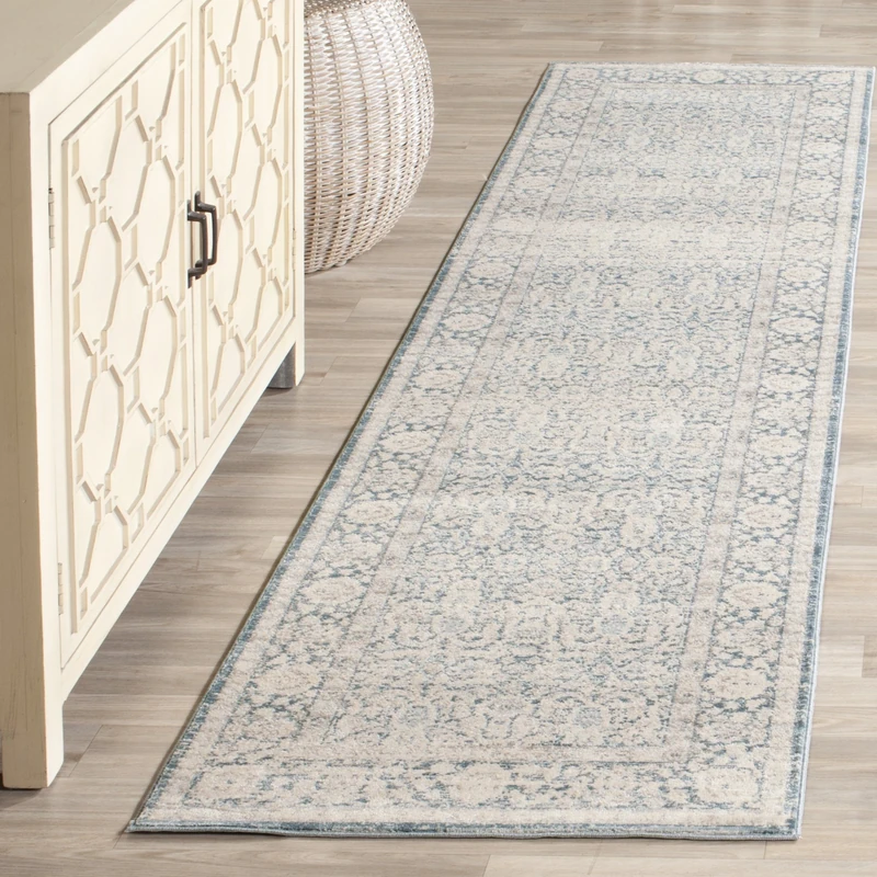 Safavieh Vintage Inspired Indoor Woven Runner Area Rug, Archive Collection, ARC674, in Blue / Grey, 66 X 244 cm for Living Room, Bedroom or Any Indoor Space