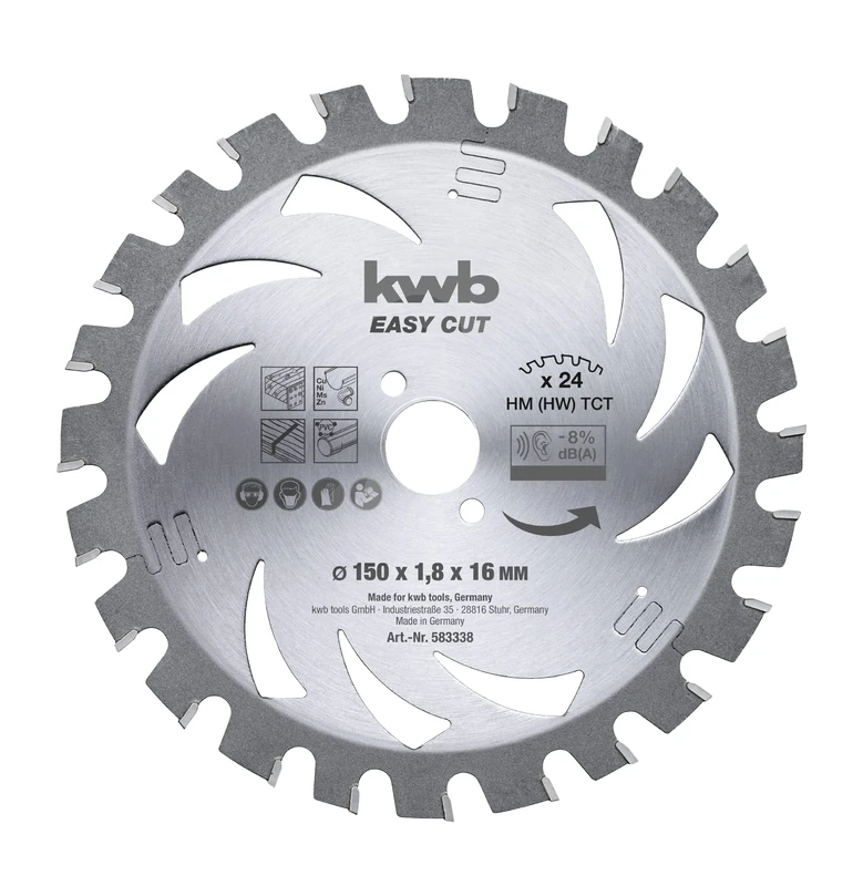 kwb 150 x 16 mm Circular Saw Blade, Made in Germany, Fast Cutting, Ideal for Cordless Tools