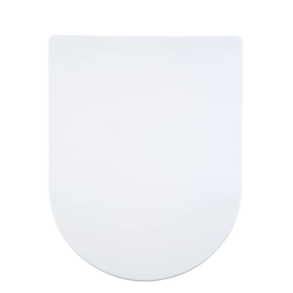 AQUALONA® Premium Thermoplastic Toilet Seat Soft Close Hardwearing Seat with One Button Hinge Release D Shaped Easy to Clean Simple Installation Top and Bottom Fittings (White - D Shape)