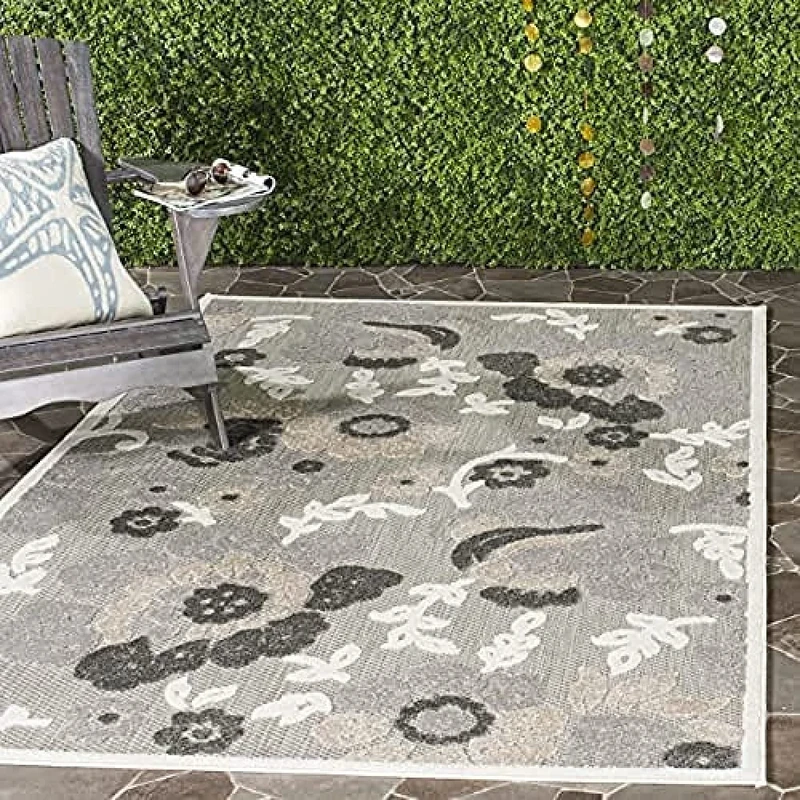 Safavieh Traditonal Indoor Woven Rectangle Area Rug, Cottage Collection, COT920, in Grey / Dark Grey, 201 X 290 cm for Living Room, Bedroom or Any Indoor Space