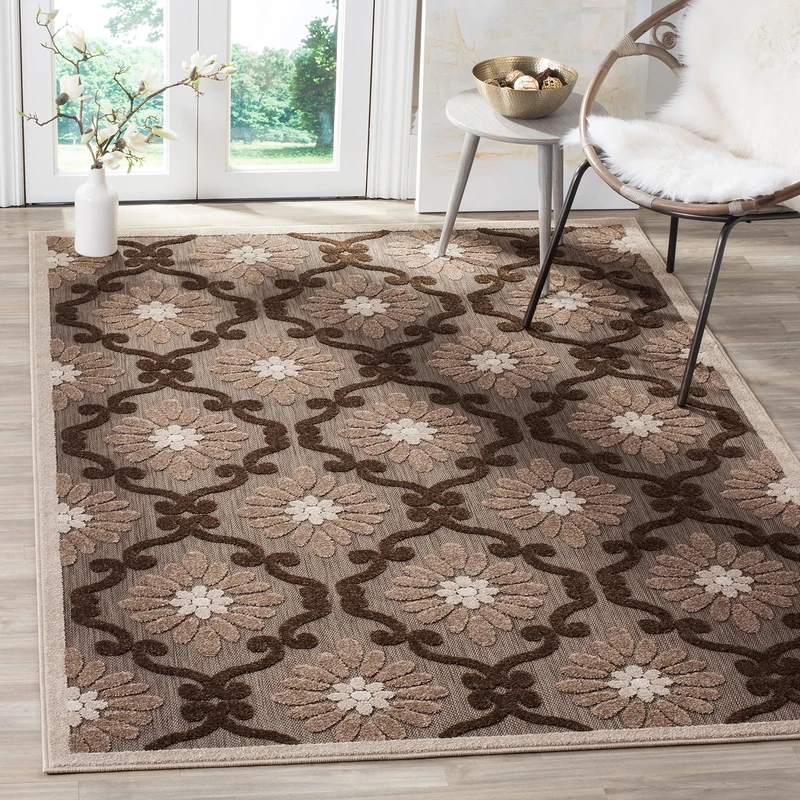 SAFAVIEH Traditonal Rug for Living Room, Dining Room, Bedroom - Cottage Collection, Short Pile, in Light Brown and Brown, 122 X 183 cm