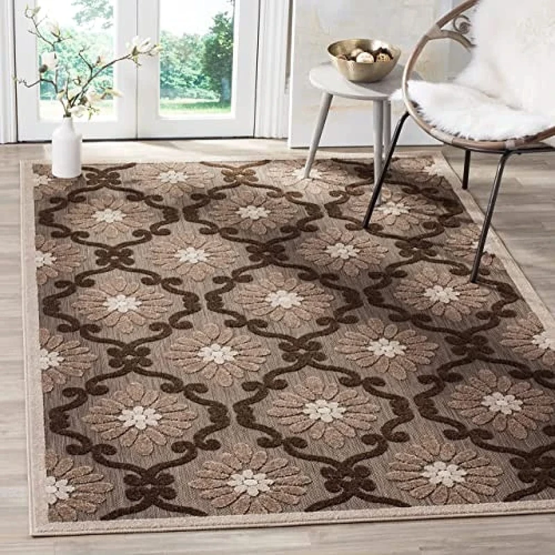 Safavieh Traditonal Indoor Woven Rectangle Area Rug, Cottage Collection, COT922, in Light Brown / Brown, 160 X 231 cm for Living Room, Bedroom or Any Indoor Space