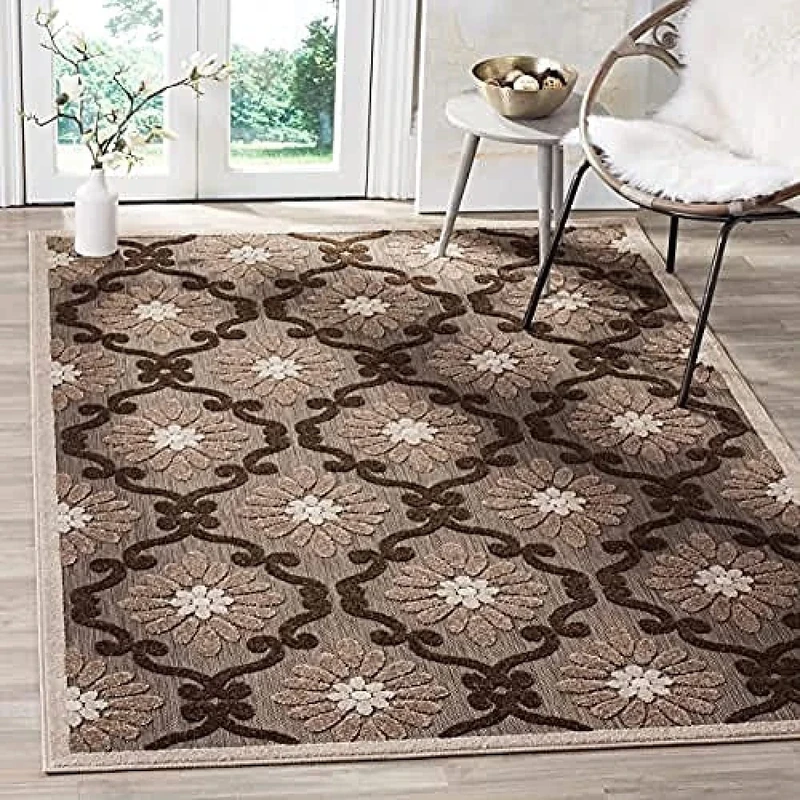 Safavieh Traditonal Indoor Woven Rectangle Area Rug, Cottage Collection, COT922, in Light Brown / Brown, 201 X 290 cm for Living Room, Bedroom or Any Indoor Space