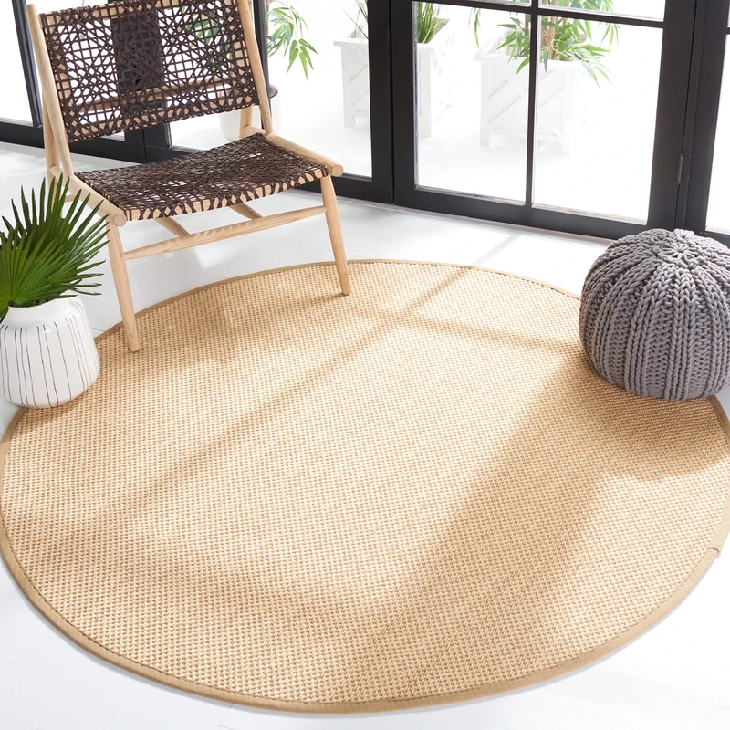 Safavieh Natural Fiber Rug for Living Room, Dining Room, Bedroom - Natural Fiber Collection, Short Pile, in Natural, 201 X 201 cm