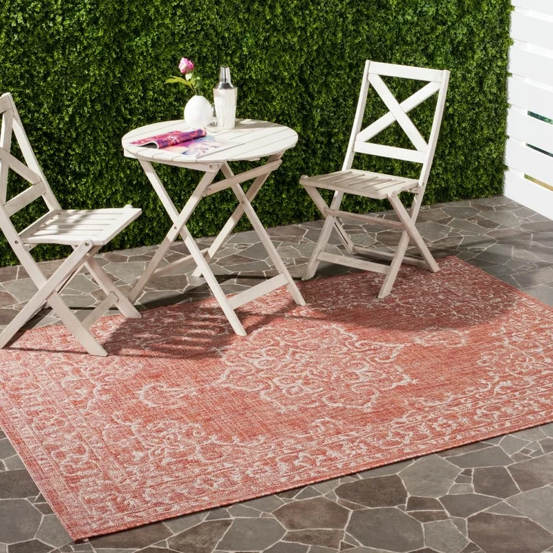 Safavieh Contemporary Indoor/Outdoor Woven Rectangle Area Rug, Courtyard Collection, CY8481, in Terracotta / Beige, 201 X 290 cm for Garden, Patio or Any Outdoor Space