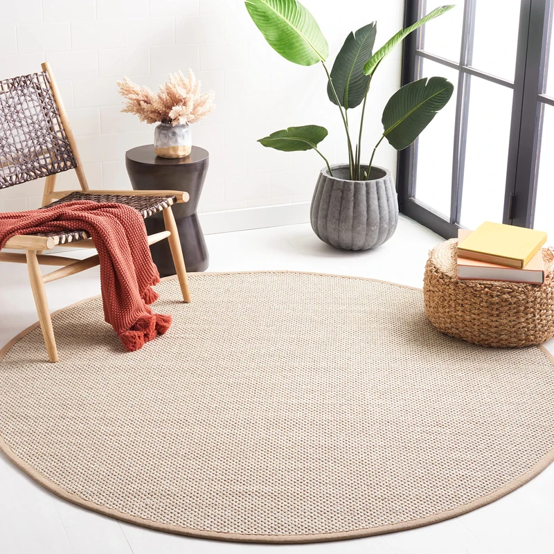 Safavieh Natural Fiber Rug for Living Room, Dining Room, Bedroom - Natural Fiber Collection, Short Pile, in Natural, 200 x 200 cm
