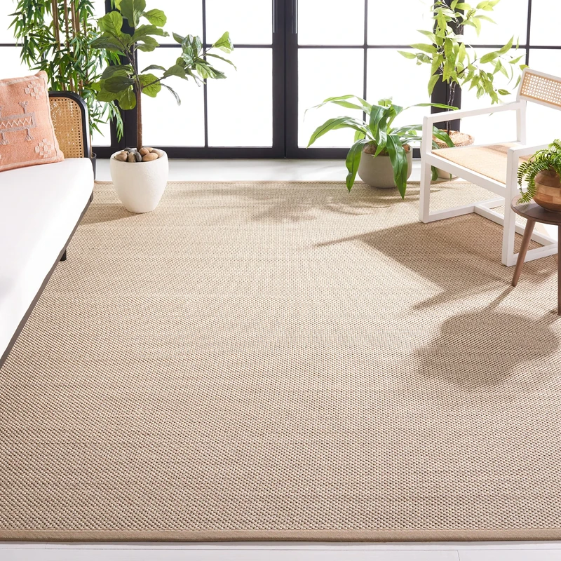 Safavieh Natural Fiber Rug for Living Room, Dining Room, Bedroom - Natural Fiber Collection, Short Pile, in Natural, 200 x 200 cm