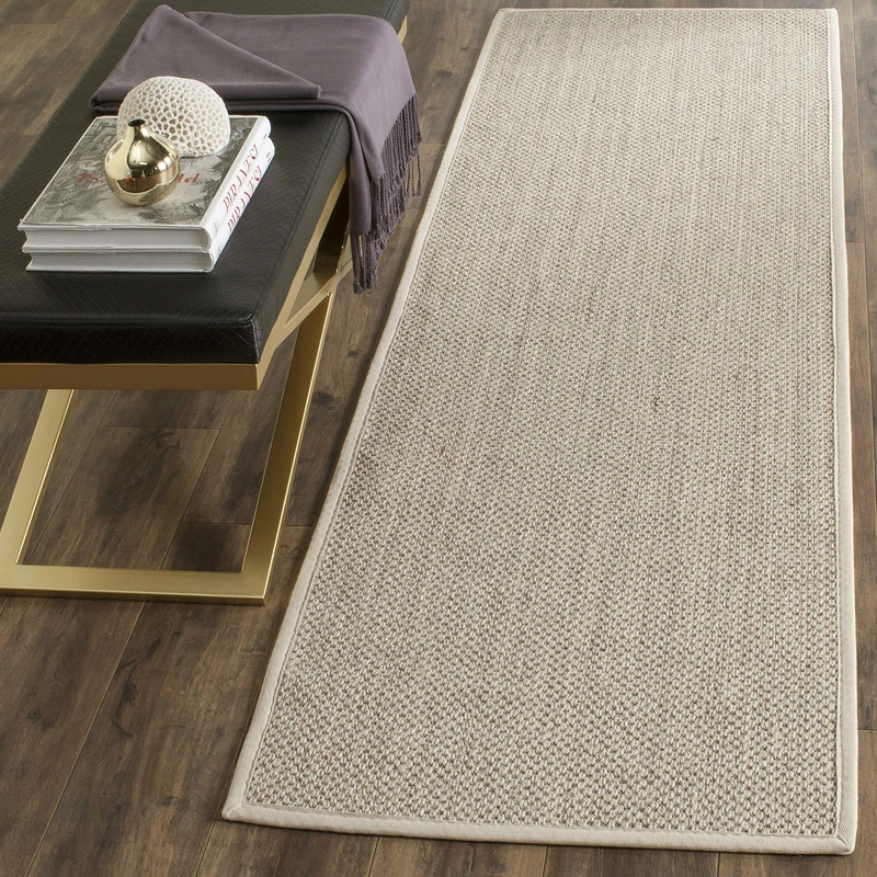 Safavieh Natural Fiber Rug for Living Room, Dining Room, Bedroom - Natural Fiber Collection, Short Pile, in Natural and Beige, 76 x 305 cm