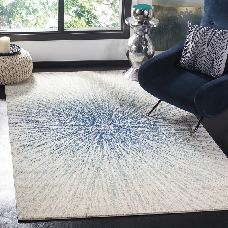 Safavieh Transitional Rug for Living Room, Dining Room, Bedroom - Evoke Collection, Short Pile, in Grey and Neutral, 122 X 183 cm