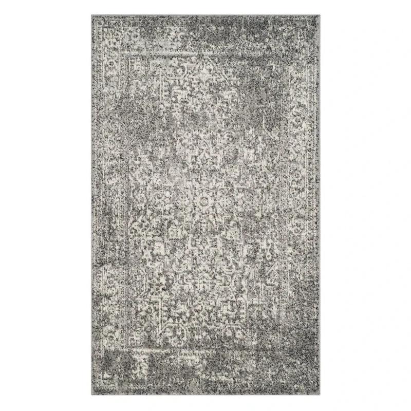 Safavieh Transitional Indoor Woven Rectangle Area Rug, Evoke Collection, EVK256, in Grey / Ivory, 91 X 152 cm for Living Room, Bedroom or Any Indoor Space