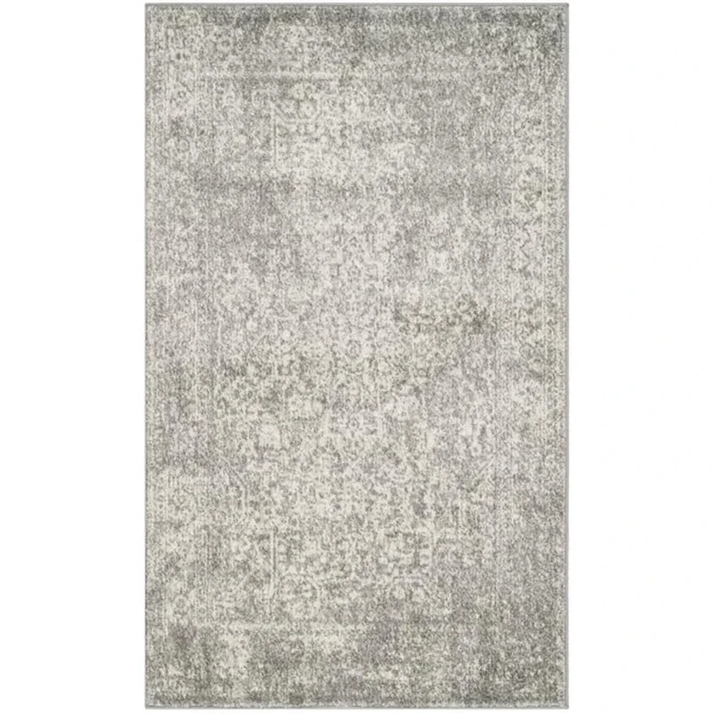 Safavieh Transitional Indoor Woven Rectangle Area Rug, Evoke Collection, EVK256, in Silver/Ivory, 91 X 152 cm for Living Room, Bedroom or Any Indoor Space