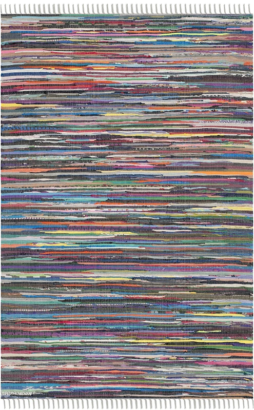 Safavieh Modern Indoor Flatweave Rectangle Area Rug, Rag Rug Collection, RAR121, in Grey / Multi, 122 X 183 cm for Living Room, Bedroom or Any Indoor Space