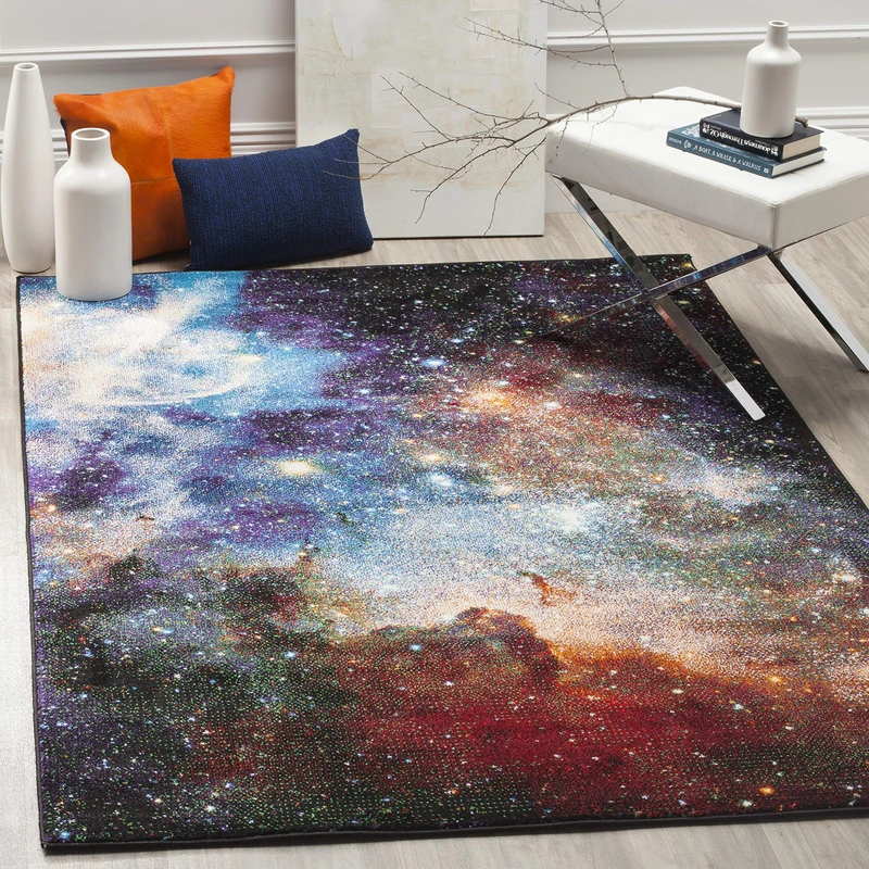 SAFAVIEH Contemporary Rug for Living Room, Dining Room, Bedroom - Galaxy Collection, Short Pile, in Purple and Multi, 160 X 229 cm