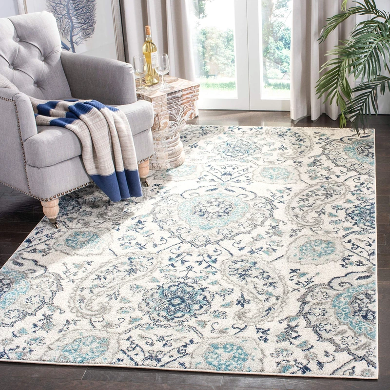 Safavieh Modern Chic Indoor Woven Rectangle Area Rug, Madison Collection, MAD600, in Cream / Light Grey, 91 X 152 cm for Living Room, Bedroom or Any Indoor Space
