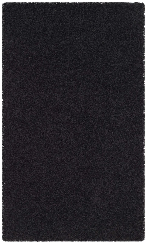 Safavieh Shaggy Rug for Living Room, Dining Room, Bedroom - Athens Shag Collection, High Pile, in Black, 91 X 152 cm