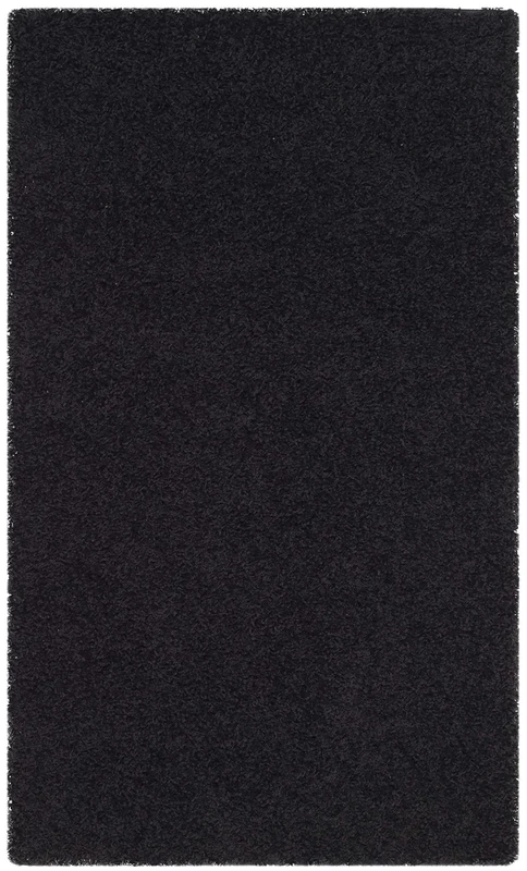 Safavieh Shaggy Rug Carpet for Living Room, Dining Room, Bedroom - Athens Shag Collection, High Pile, in Black, 122 X 183 cm