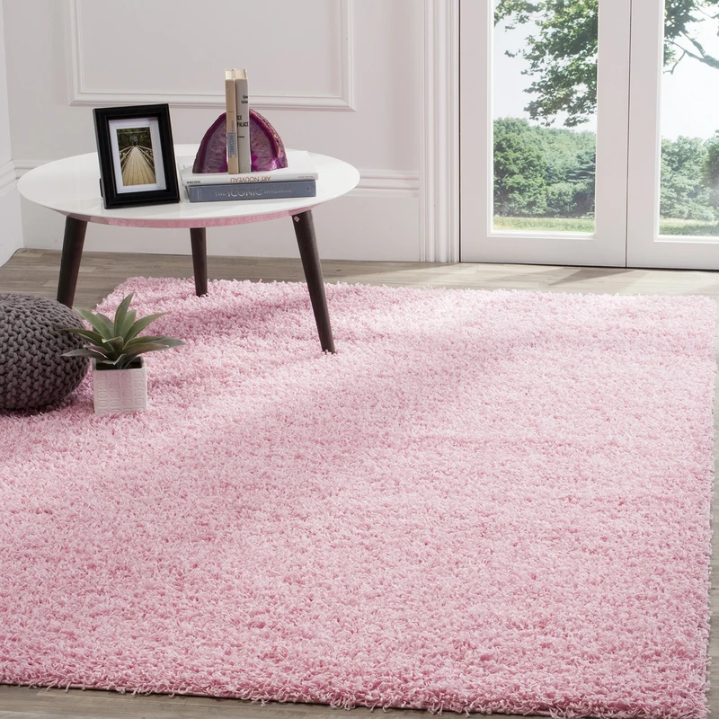 Safavieh Shaggy Rug for Living Room, Dining Room, Bedroom - Athens Shag Collection, High Pile, in Pink, 91 X 152 cm