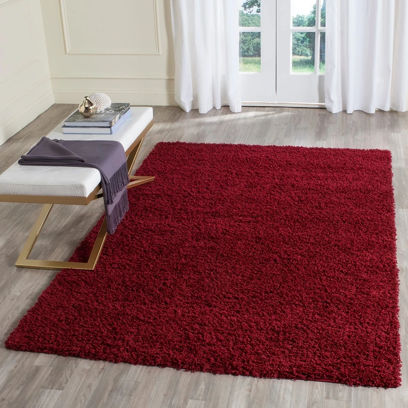 Safavieh Shaggy Rug for Living Room, Dining Room, Bedroom - Athens Shag Collection, High Pile, in Red, 91 X 152 cm