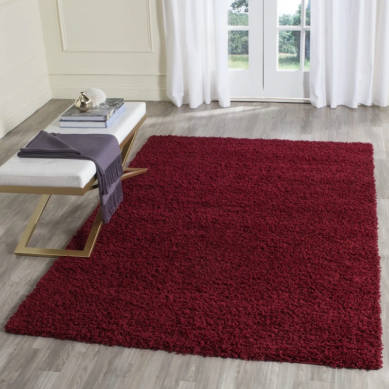 Safavieh Shaggy Rug for Living Room, Dining Room, Bedroom - Athens Shag Collection, High Pile, in Red, 122 X 183 cm