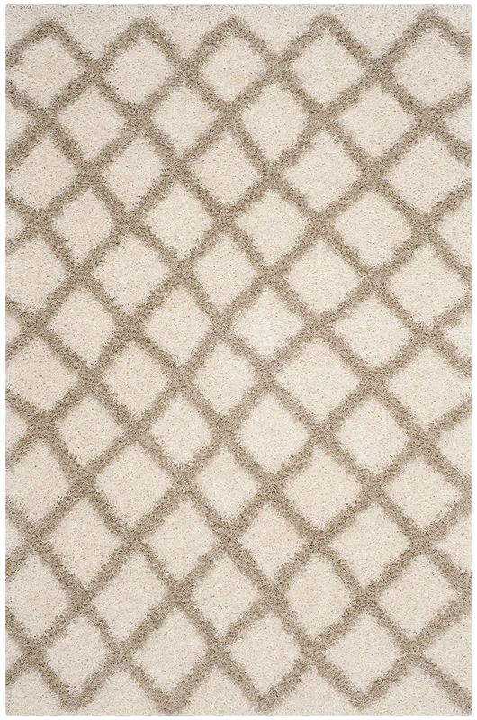 Safavieh Shaggy Indoor Woven Rectangle Area Rug, Dallas Shag Collection, SGD258, in Ivory/Beige, 183 x 274 cm for Living Room, Bedroom or Any Indoor Space