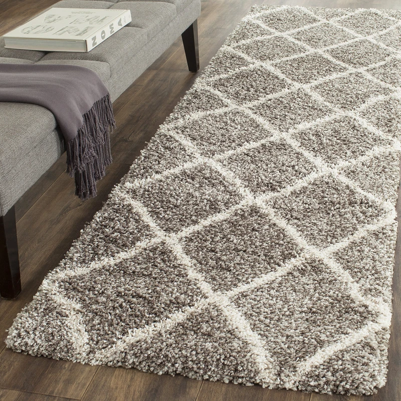 Safavieh Shag Rug for Living Room, Dining Room, Bedroom - Hudson Shag Collection, High Pile, in Grey and Ivory, 69 X 244 cm - Image 1
