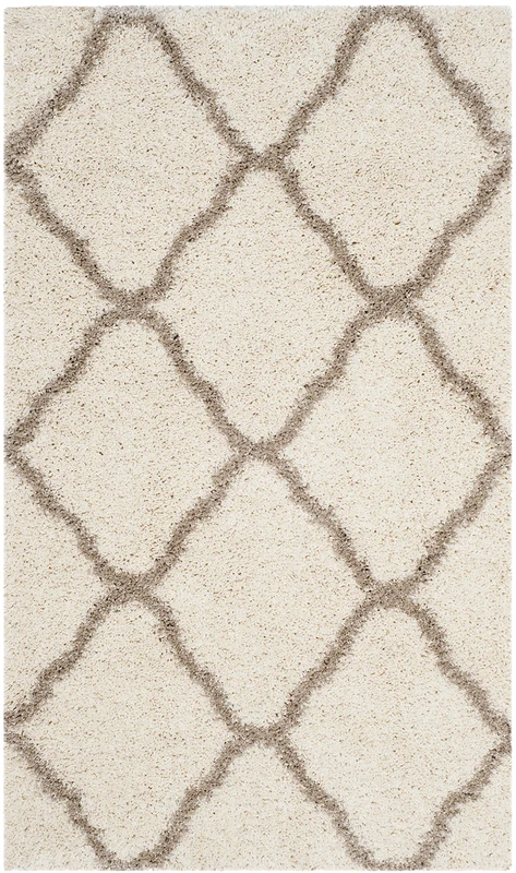 Safavieh Shaggy Rug for Living Room, Dining Room, Bedroom - Hudson Shag Collection, High Pile, in Ivory and Beige, 91 X 152 cm
