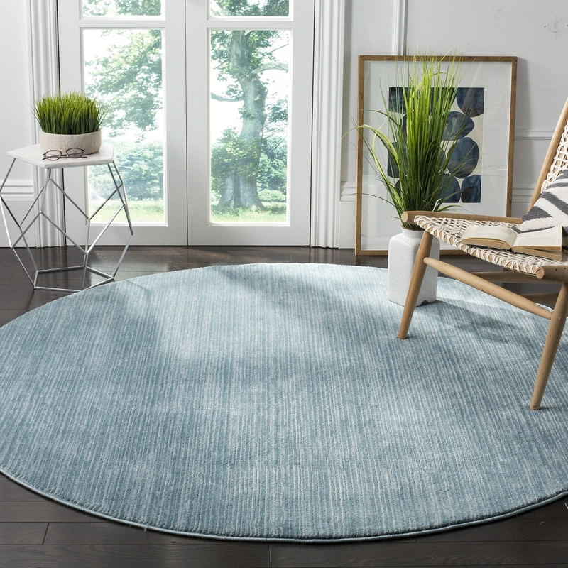 Safavieh Modern Rug for Living Room, Dining Room, Bedroom - Vision Collection, Short Pile, in Seafoam, 200 X 200 cm