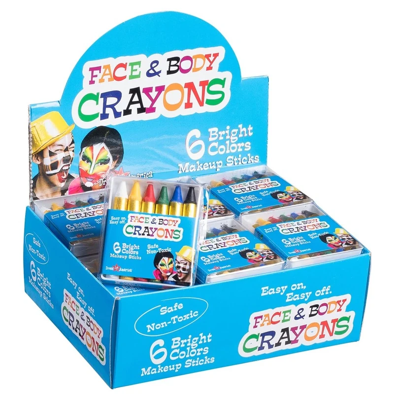 Dress Up America 6 Color Safe and Non Toxic Crayons Casepack For Face And Body