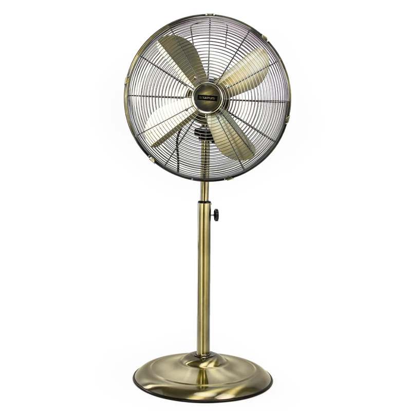 Status 16 Inch Standing Fan, Oscillating, 3 Speed, Adjustable Height, Antique Brass, Portable, Quiet Operation, For Living Room Bedroom (S16ASTANDFAN1PKB)
