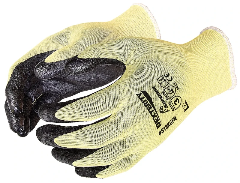 DEXTERITY ULTRAFINE 18-GAUGE CUT-RESISTANT KEVLAR GLOVE WITH FOAM NITRILE PALM BLACK 08