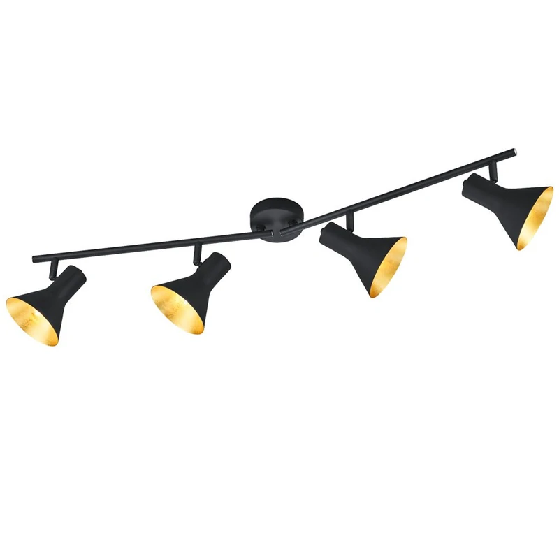 Reality Lamps, spot lamp, Metal, Black/Gold Beams 4-Flames Black/Gold