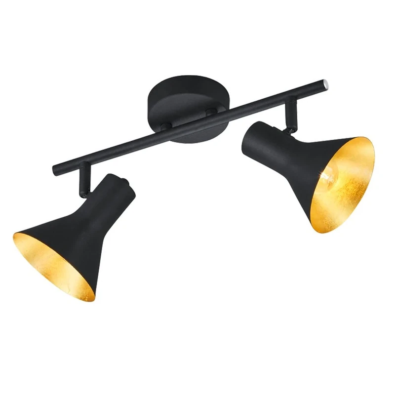 Reality Lamps, spot lamp, Metal, Black/Gold Light Bar 2-Flame Black/Gold