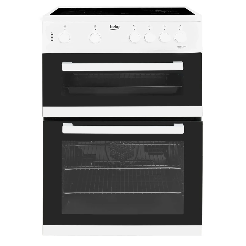 Beko KDC611W 60cm A Rated Double Oven 4 Burners Ceramic Electric Cooker in White