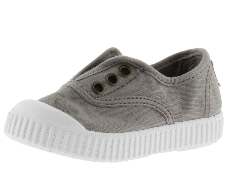 victoria 1915 Unisex Dyed Canvas Trainers DREC & Central Elastic & Reinforced Toe 106627 for Kids GRIS 19