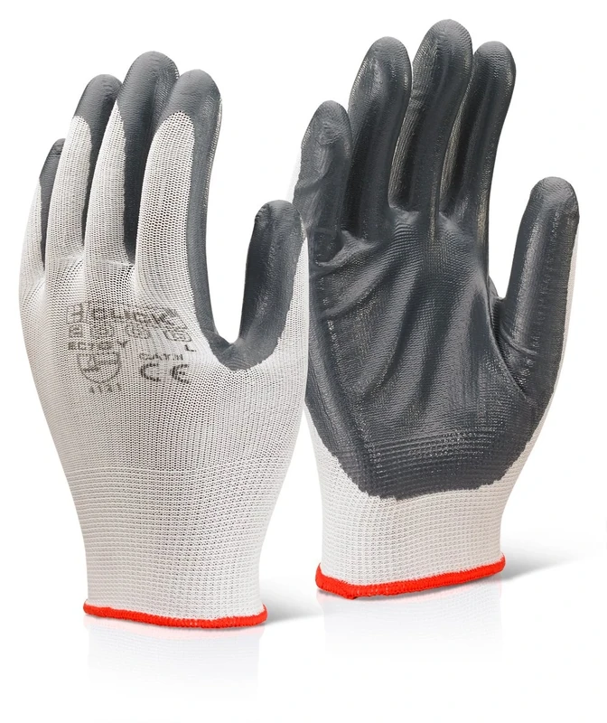NITRILE PALM COATED POLYESTER GLOVES GREY M