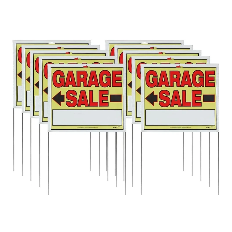 Sunburst Systems 3905 Garage Sale Signs - 10 Pack with Stakes - Image 1