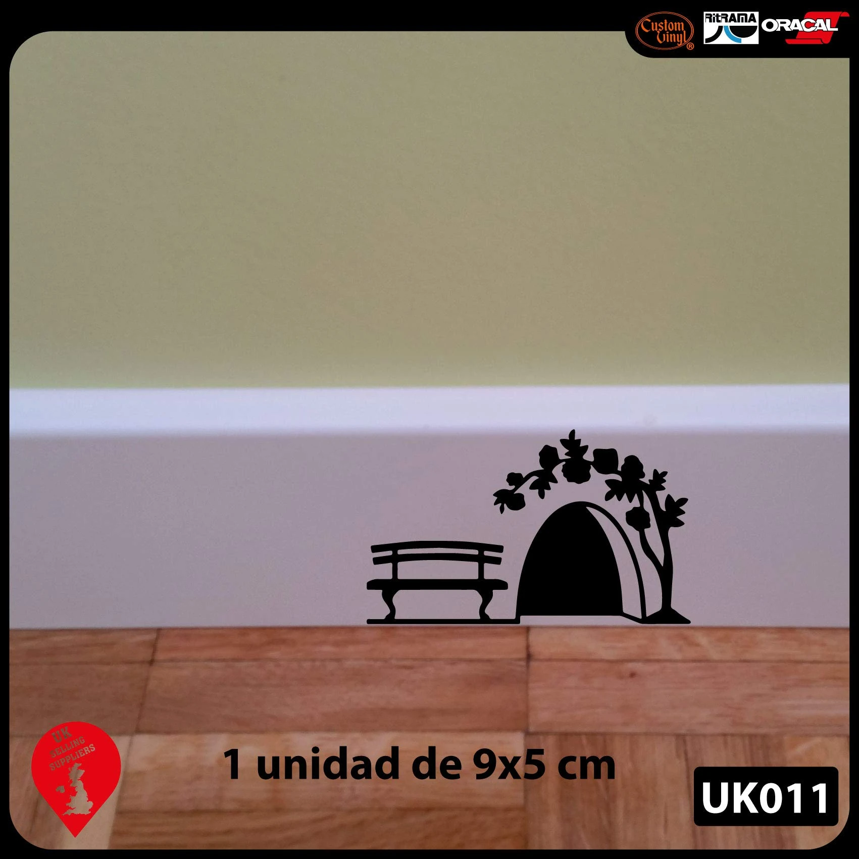 Mouse Hole " In the garden " Skirting Board Wall Art Sticker Vinyl Decal " 9cm x 5cm..UK SELLER