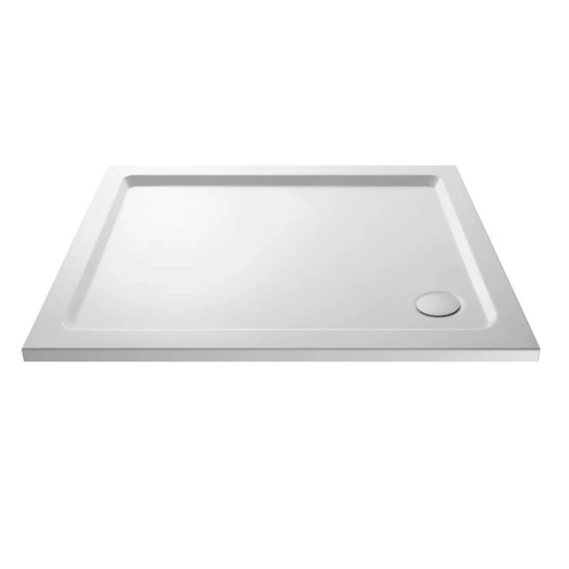 VeeBath Square Shower Tray 1200x800mm Stone Resin Tray for Shower Enclosure Bathroom- White - Image 1