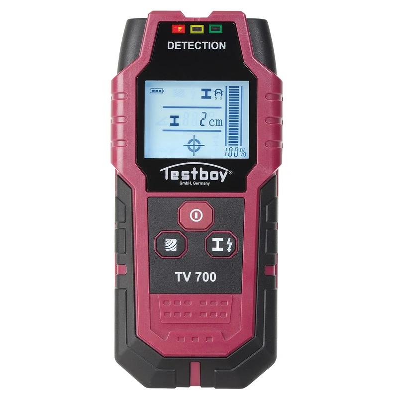 Testboy TV 700 Digital Wall Scanner (Practical Traffic Light Display, high-Contrast LCD with Backlight, Automatic Calibration), red/Black