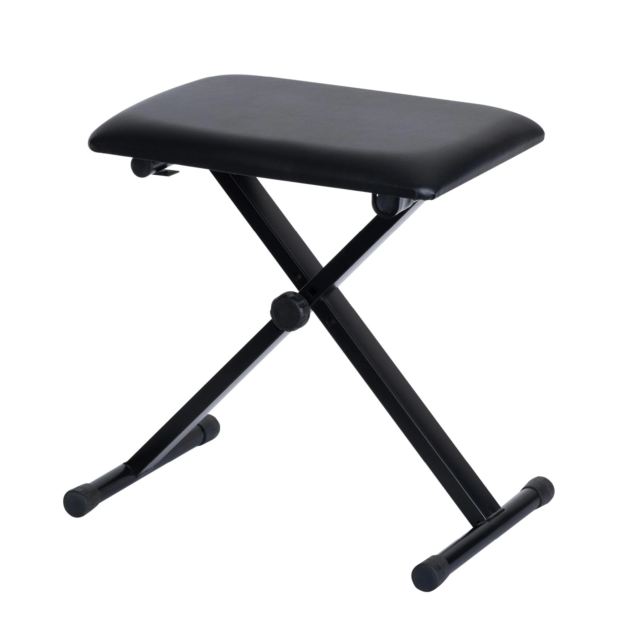 LIVIVO Folding Black Music Piano Stool Fully Adjustable Height Pro X Frame Keyboard Leather Bench Seat - Non Slip Feet