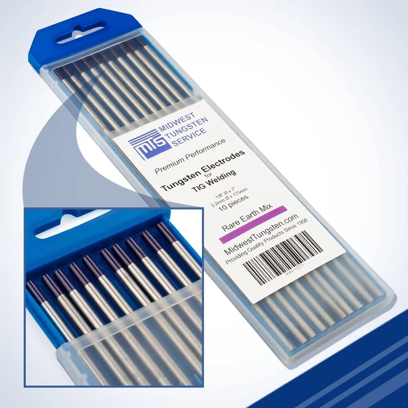 TIG Welding Tungsten Electrodes Rare Earth Blend (Purple, EWG) 10-Pack (1/8")