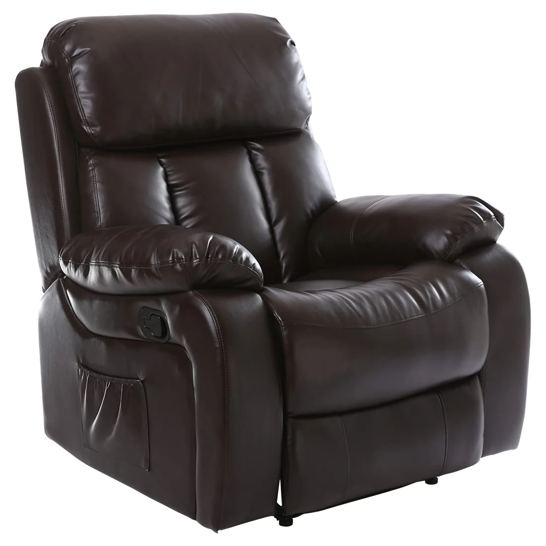 More4Homes CHESTER HEATED MASSAGE RECLINER BONDED LEATHER CHAIR SOFA LOUNGE GAMING HOME ARMCHAIR (Brown)