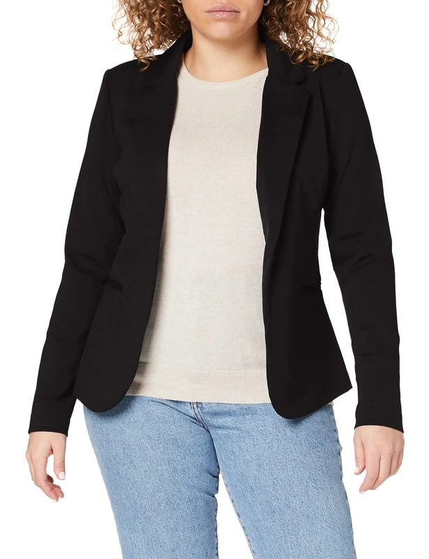 ICHI Women's KATE BL Blazer, Black - Schwarz (Black ( Solid) 10001), 8 (Manufacturer Size: S)