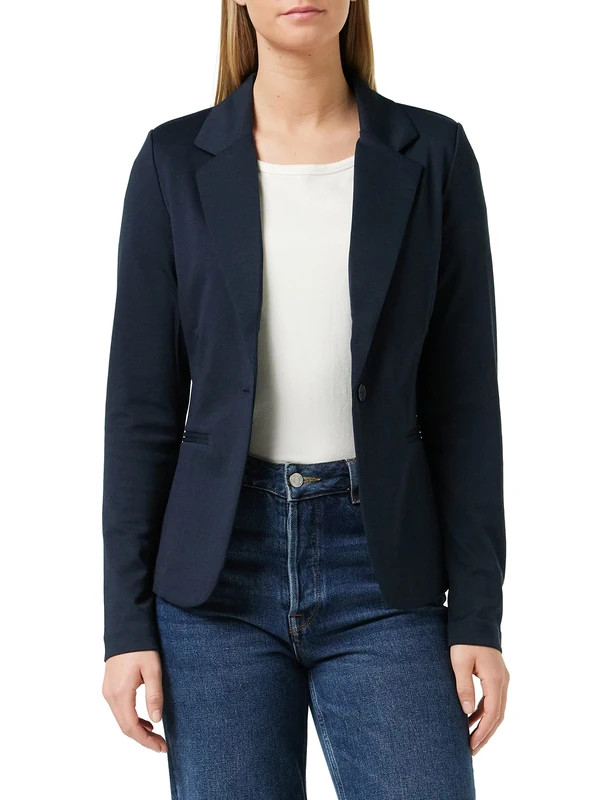 ICHI Women's KATE BL Blazer, Blue - Blau (Total Eclipse Melange 14044), 8 (Manufacturer Size: S)