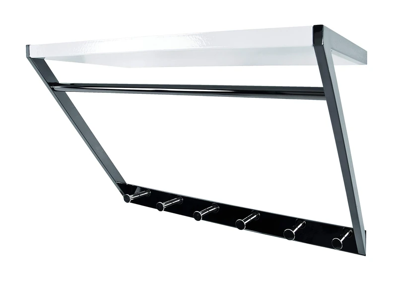 HAKU Möbel Wardrobe Dark Chrome, White, Mdf, Metal - Size: W 60 cm X H 40 cm X D 29 cm, Style: Modern